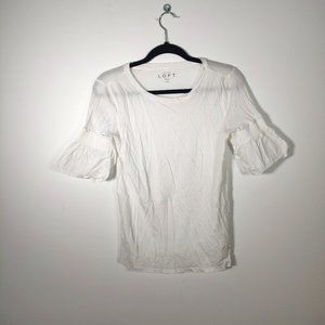 0016 Ann Taylor Loft white xs 3/4 pouf sleeve